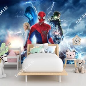 Tranh dán tường 3D người nhện Spider Man dán phòng bé 1157354