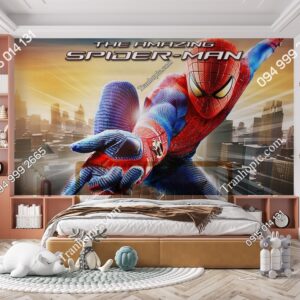 Tranh dán tường người 3D nhện Spider Man dán phòng bé 255247